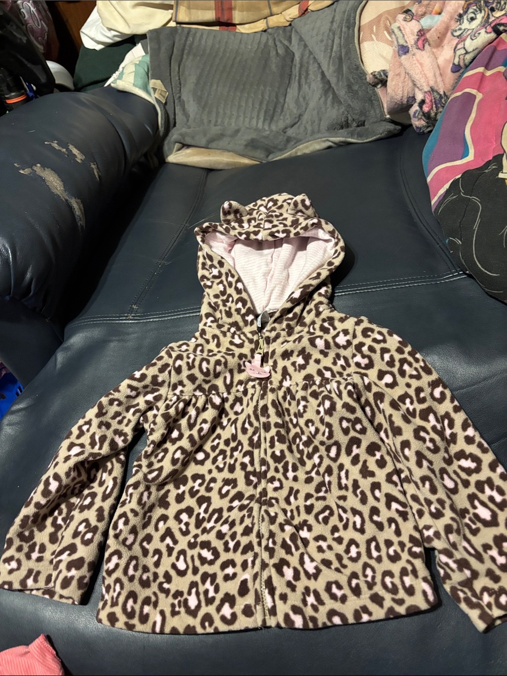 Carter's Girls' Leopard Print Hooded Puffer Jacket - Pink & Brown